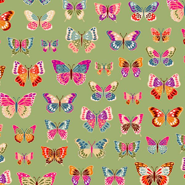 2613.G Butterflies in Green