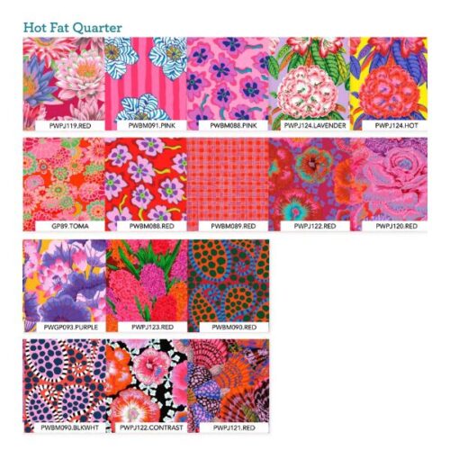 August 2023 Hot Fat Quarter Pack (16pcs): Kaffe Fassett Collective (Cut In-house)