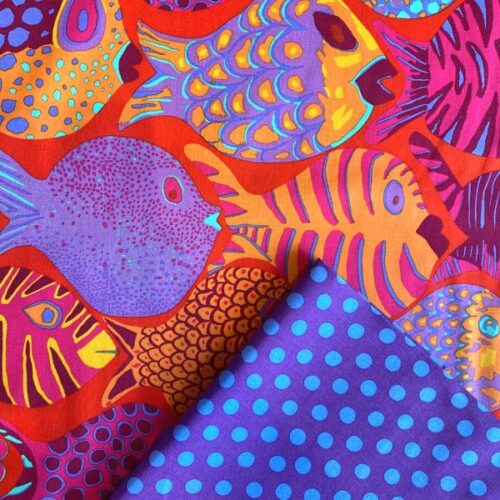 Half Yard Bundle PWBM051.Tomato PWBM051.Tomato Shoal Kaffe Fassett with Purple Blender