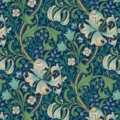 PWWM028.NAVY Golden Lily Buttermere Morris & Co
