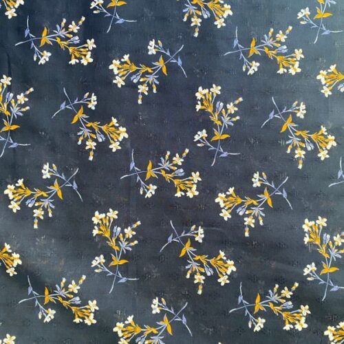 09586.006 Cotton Dobby Flowers in Navy