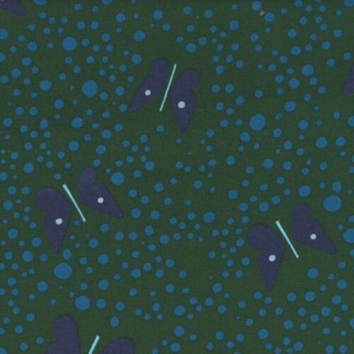 Chasing Butterflies Dark Green Lawn: Andover Fabrics