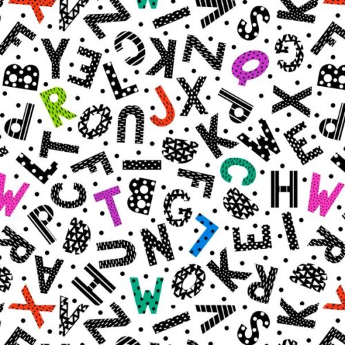 5809-19 Tossed Alphabet White