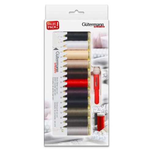 734578 Gutermann Thread Set: 11 x 100m & Ruler, & Mini Seam-Fix