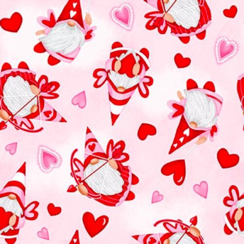 9782-28 Tossed Cupid Gnomies Pink Gnomie Love Shelly Comiskey