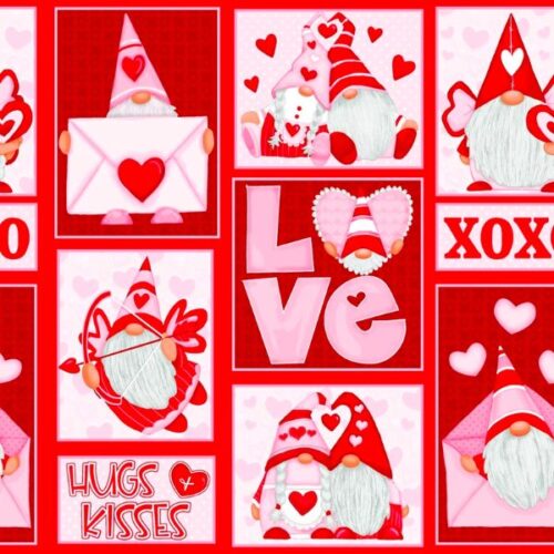 9785-28 Love Gnomes Patchwork Red