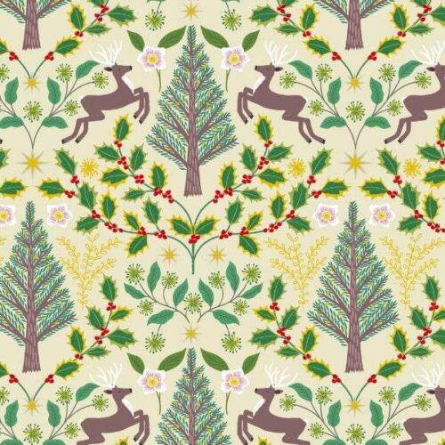 C100.1 Yuletide on Cream with Gold Metallic Yuletide Lewis & Irene