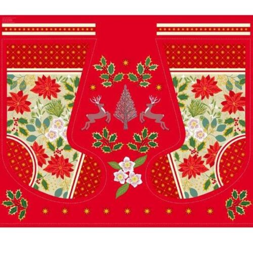 C99 Yuletide Stocking Panel with Gold Metallic Yuletide Lewis & Irene