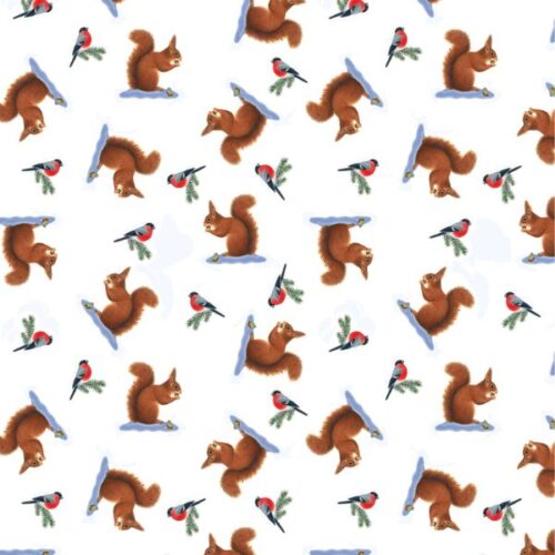 CE36.1 Squirrels on white Tomtens Forest Friends Lewis & Irene