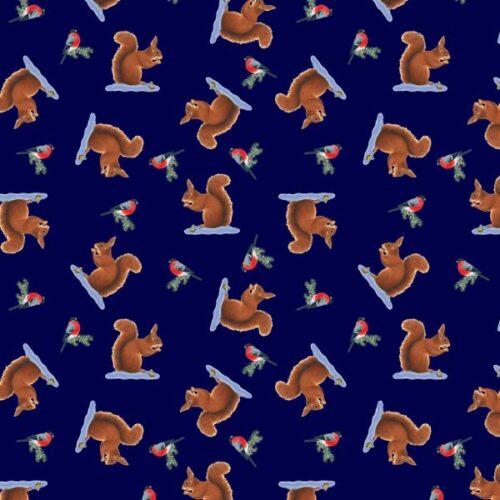 CE36.3 Squirrels on Dark Blue Tomtens Forest Friends Lewis & Irene