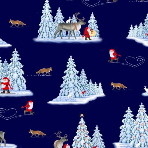 CE37.3 Foxes on Dark Blue Tomtens Forest Friends Lewis & Irene