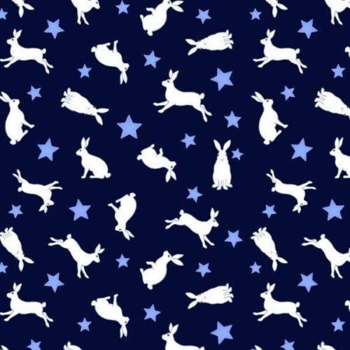 CE38.2 Hares on Navy Blue Tomtens Forest Friends Lewis & Irene