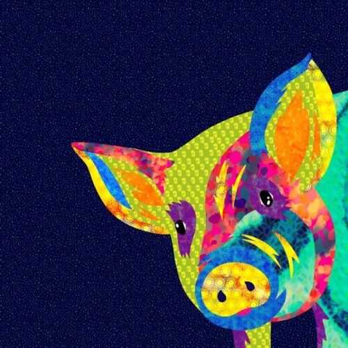 DB4 Petra the Pig Panel: The Farmyard Collection:  Lewis & Irene + Delphine Brooks