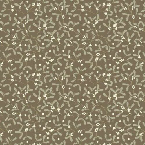 F43.2 Mistletoe on Dark Taupe Flannel Lewis & Irene
