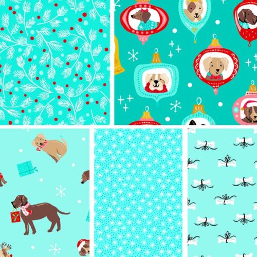 Teal Furry and Bright Fat Quarter Pack Andover