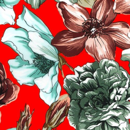 VC0216 Orange Viscose Poplin Print