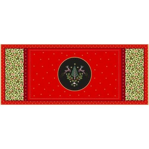 Yuletide table runner panel with gold metallic - C96