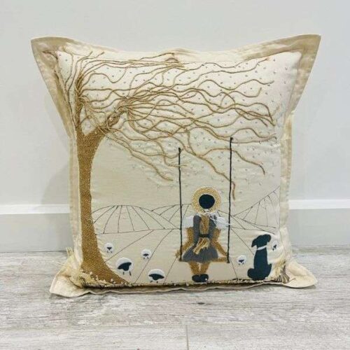 Rustic Home Girl on Swing Cushion Delphine Brooks