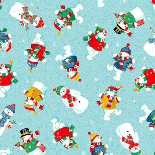 2588 B Snowmen Blue Santa's Christmas