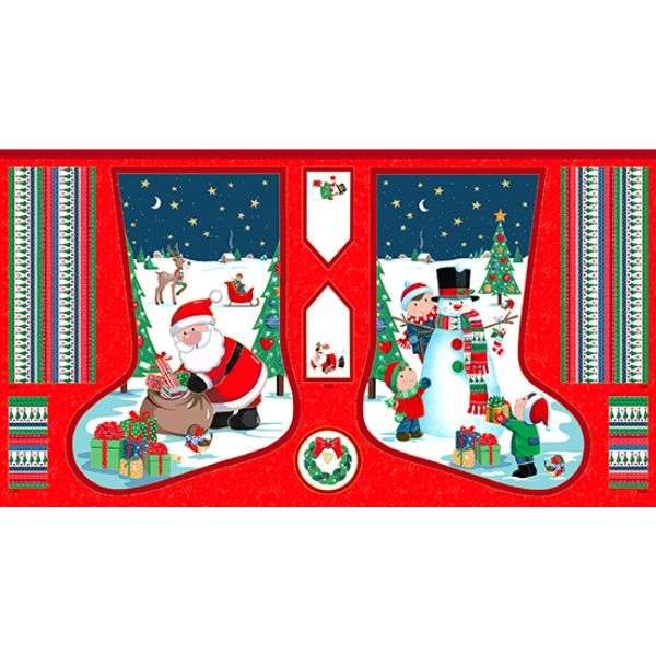 2590 1 Santa's Christmas Stocking Panel Santa's Christmas