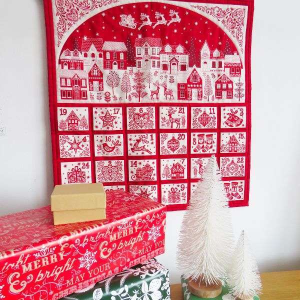 Scandi Fold Up Advent Calendar Panel Lady Sew and Sew