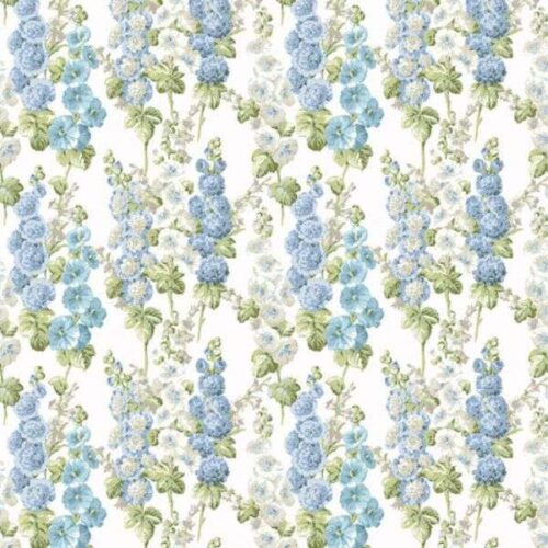 PWSA022.White Hollyhocks Southwold Blue Sanderson