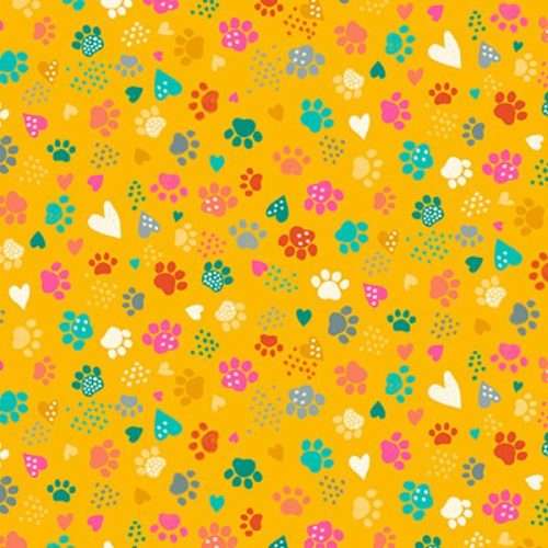 010 Y Pawsome Prints Yellow Whiskers Makower