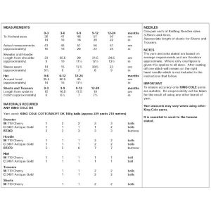 6021 Double Knit Royal Coronation Themed Baby Set King Cole