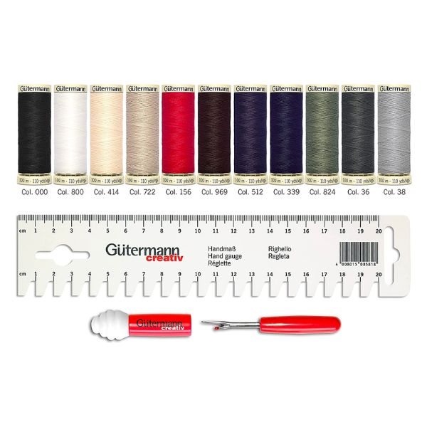 734578 Gutermann Thread Set Sew-All 11 x 100m & Ruler, & Mini Seam-Fix Assorted